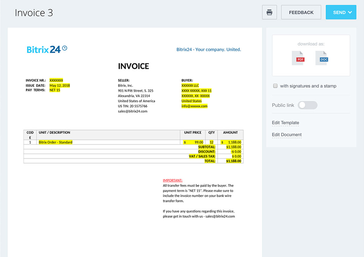 Bitrix 24 Quotes and invoices inside CRM
